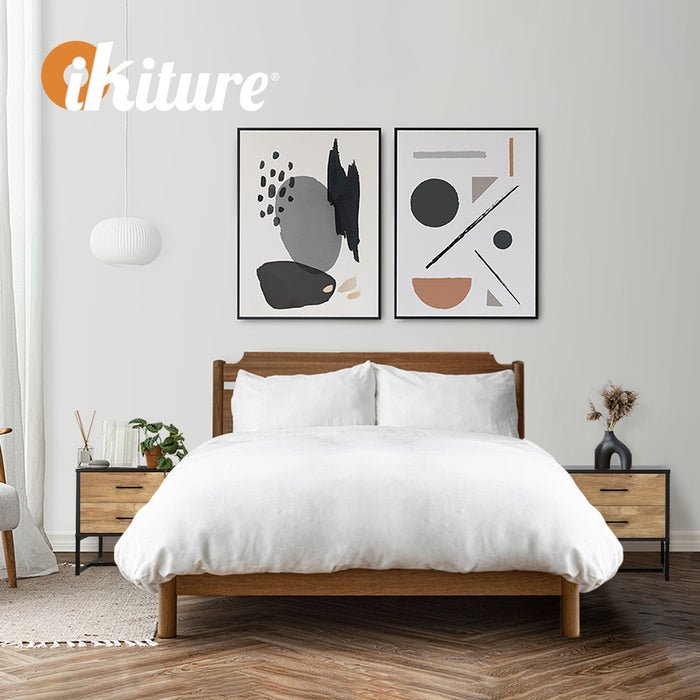 2X Bedside Table 2 Drawers Side Tables Storage Nightstand Metal