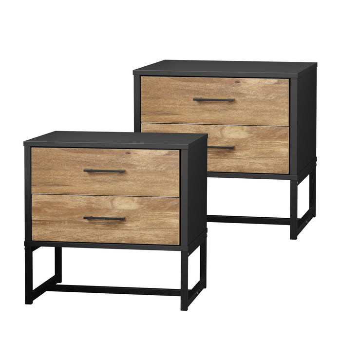 2X Bedside Table 2 Drawers Side Tables Storage Nightstand Metal