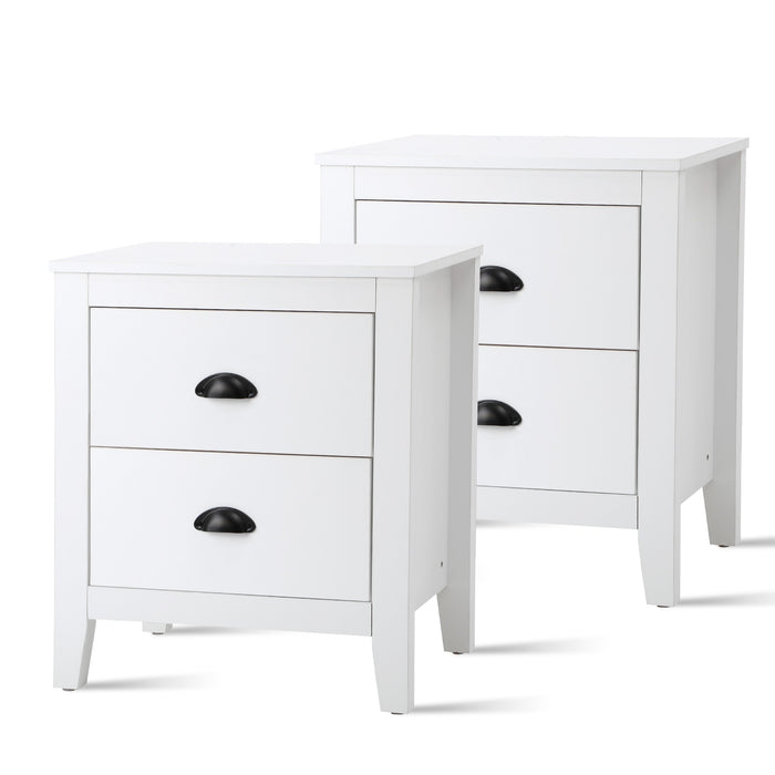 2X Bedside Table 2 Drawers Side Tables Nightstand Storage Cabinet White