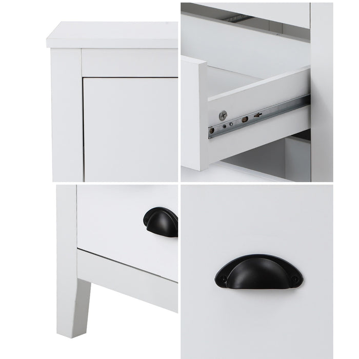 2X Bedside Table 2 Drawers Side Tables Nightstand Storage Cabinet White
