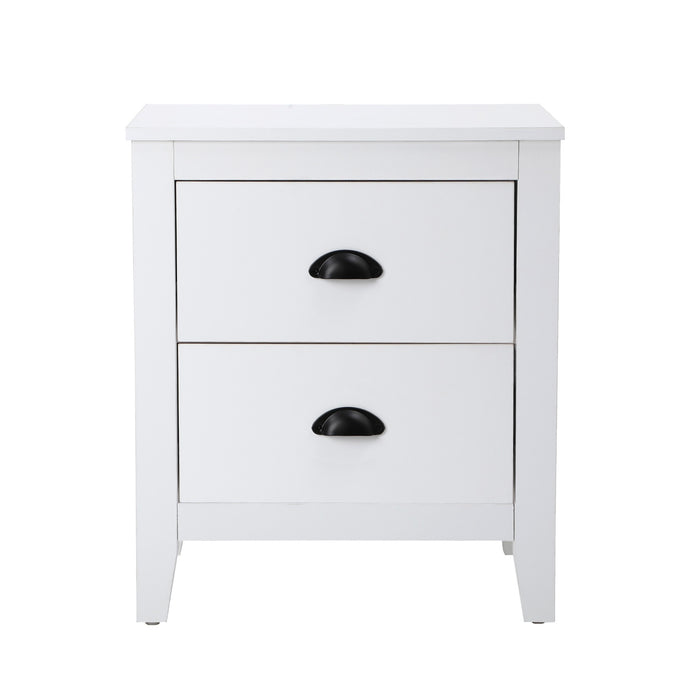 2X Bedside Table 2 Drawers Side Tables Nightstand Storage Cabinet White