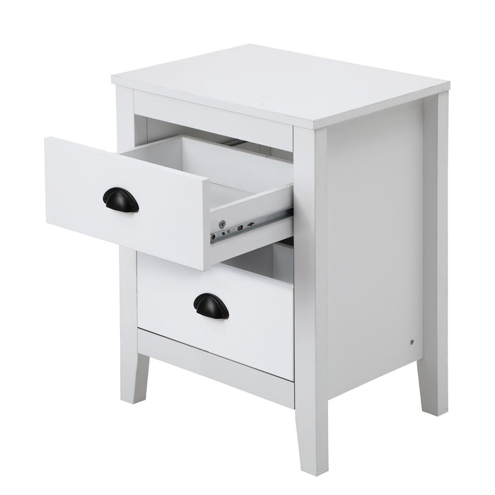 2X Bedside Table 2 Drawers Side Tables Nightstand Storage Cabinet White