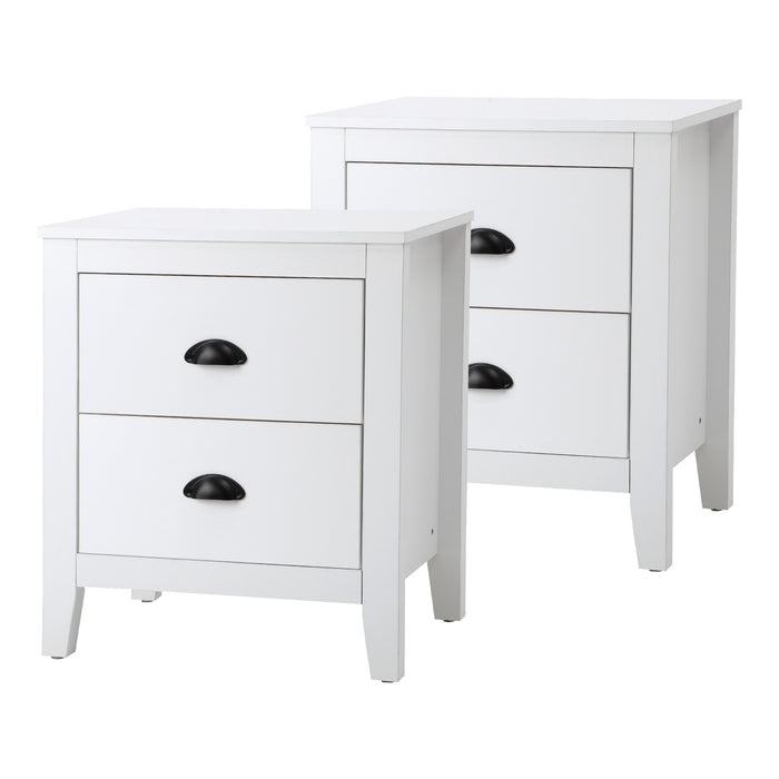2X Bedside Table 2 Drawers Side Tables Nightstand Storage Cabinet White