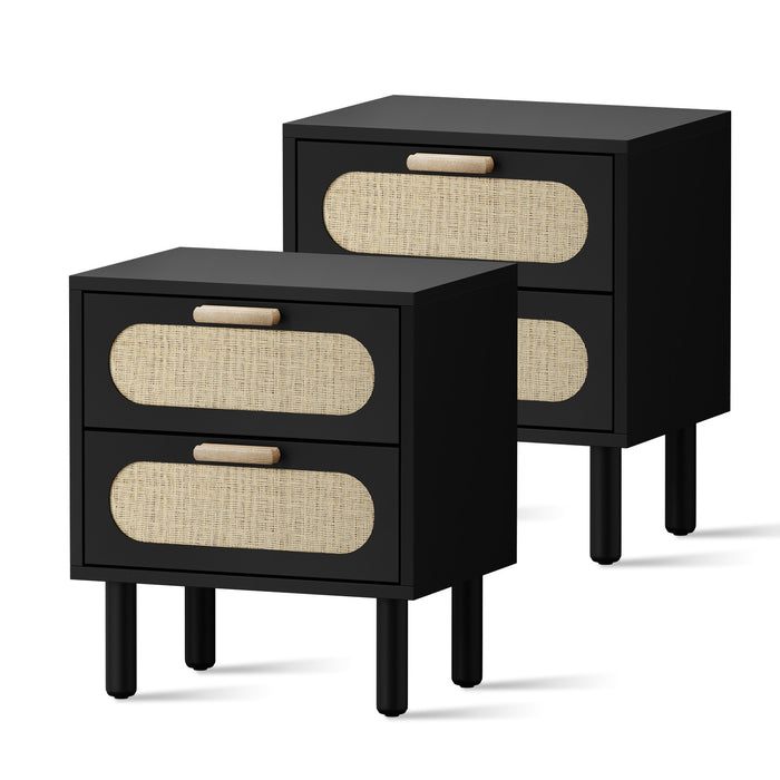 2X Bedside Table Drawers Side End Tables Storage Nightstand Black