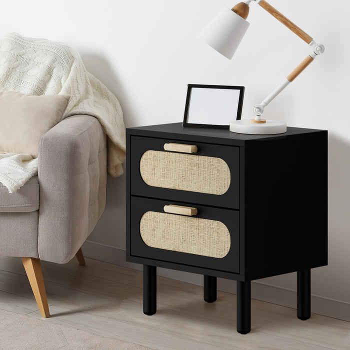 2X Bedside Table Drawers Side End Tables Storage Nightstand Black