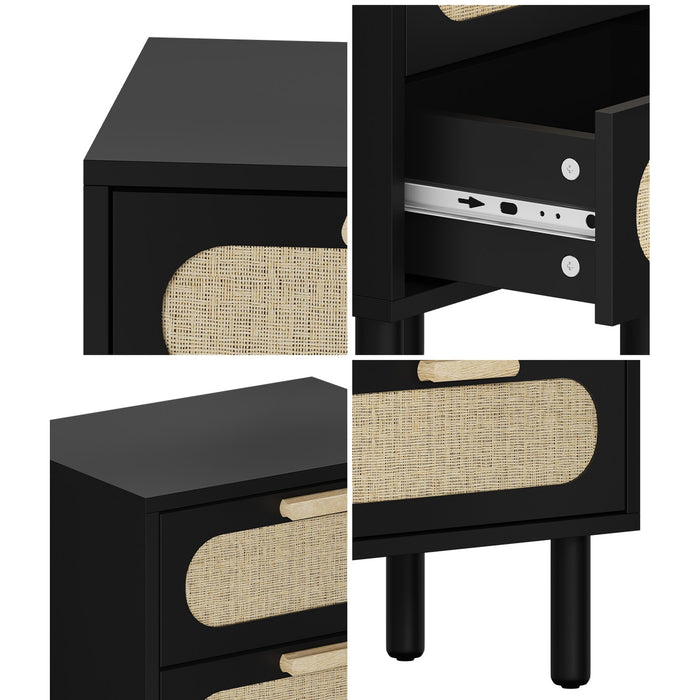 2X Bedside Table Drawers Side End Tables Storage Nightstand Black