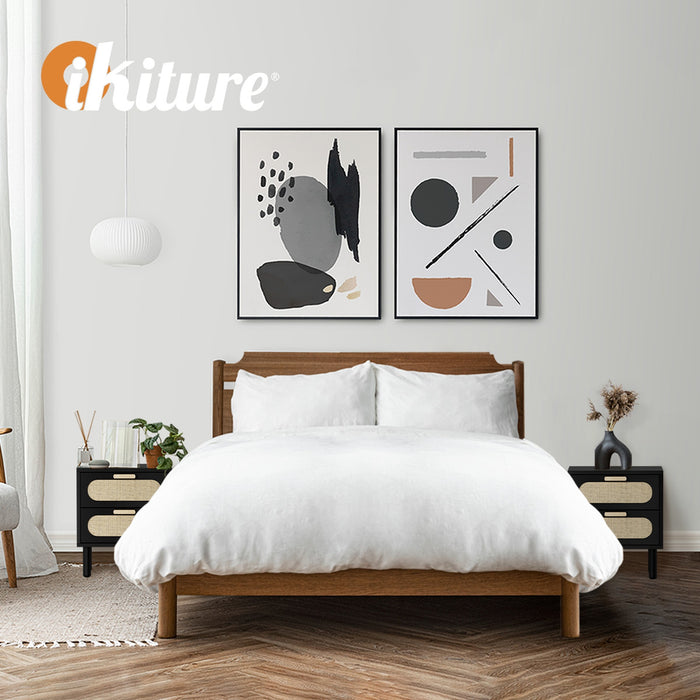 2X Bedside Table Drawers Side End Tables Storage Nightstand Black