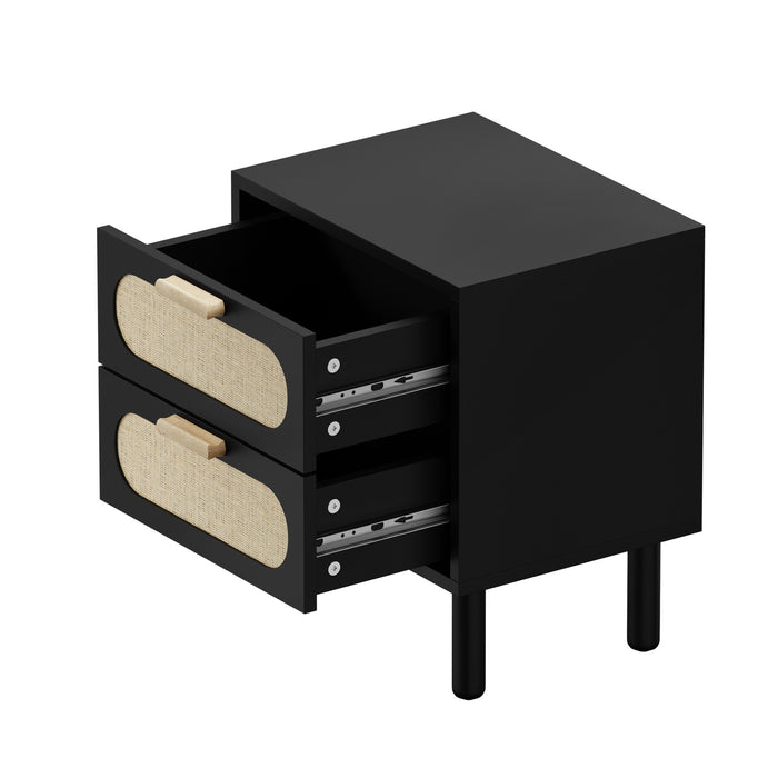 2X Bedside Table Drawers Side End Tables Storage Nightstand Black