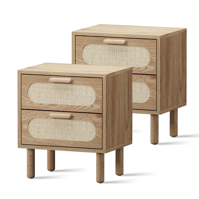 2X Bedside Table Drawers Side End Tables Storage Nightstand Natural