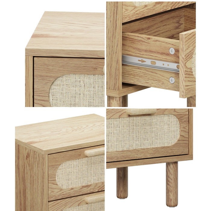 2X Bedside Table Drawers Side End Tables Storage Nightstand Natural