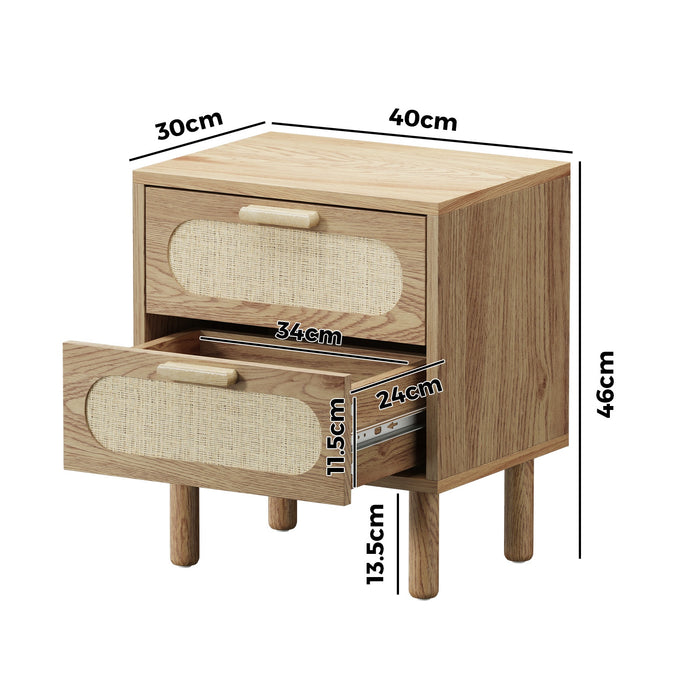 2X Bedside Table Drawers Side End Tables Storage Nightstand Natural