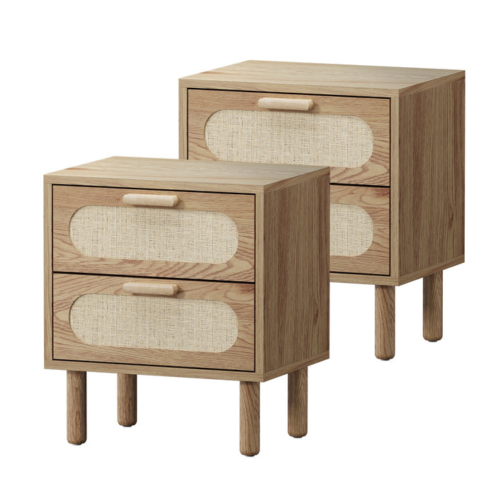 2X Bedside Table Drawers Side End Tables Storage Nightstand Natural