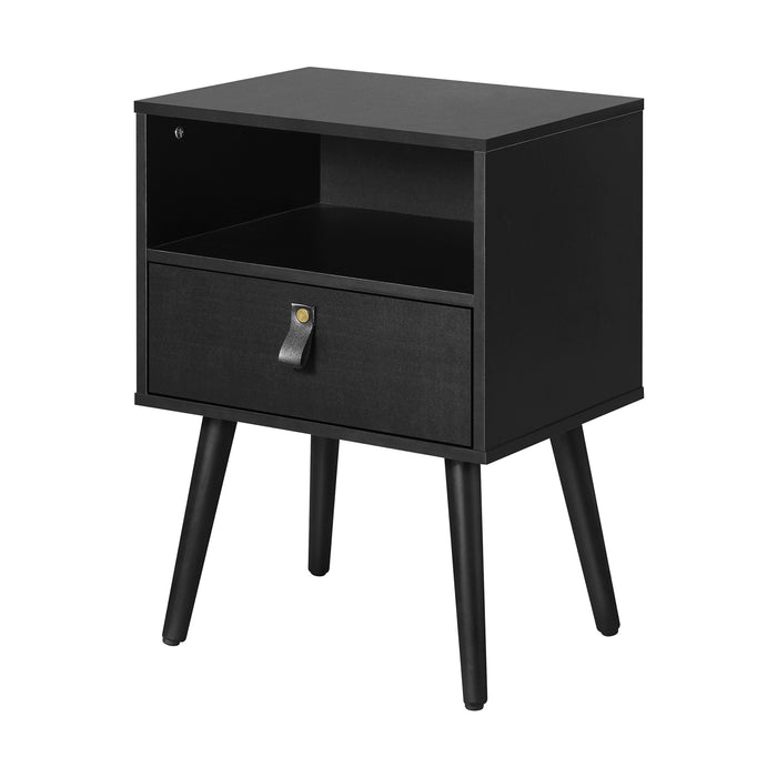2 X Bedside Tables Side Table W / Leather Handle Black