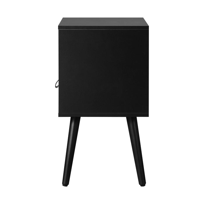 2 X Bedside Tables Side Table W / Leather Handle Black