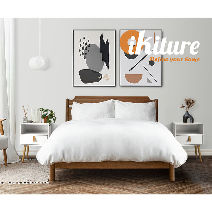 2 X Bedside Tables Side Table Leather Handle White