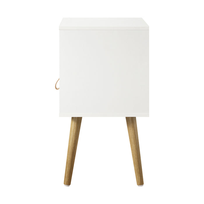 2 X Bedside Tables Side Table Leather Handle White