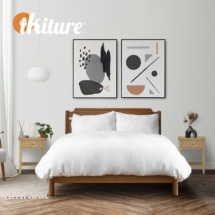 2X Bedside Table 1 Drawer Side End Table Open Shelf Nightstand Natural