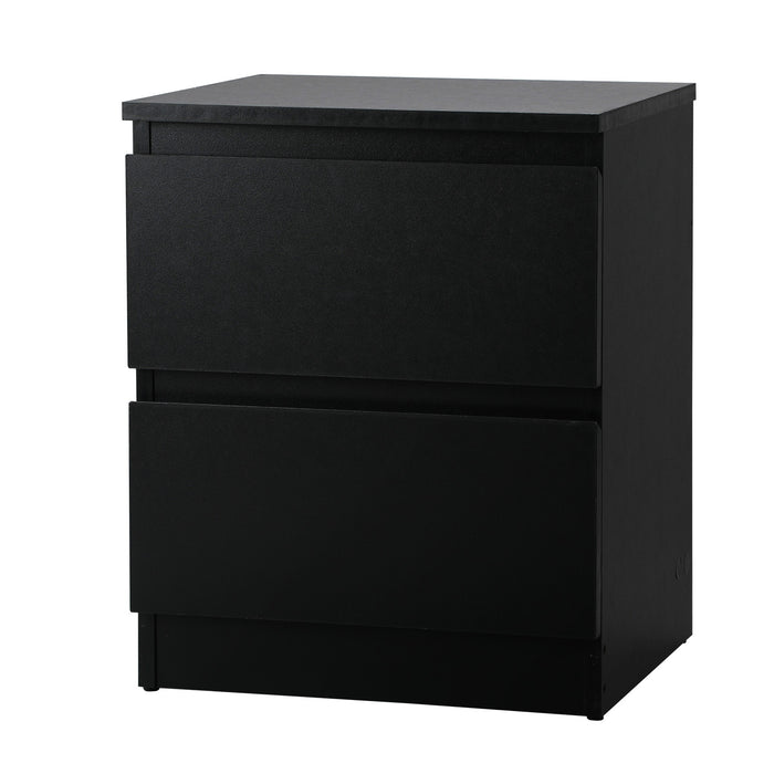 Bedside Table Nightstand 2 Drawers Side End Table Storage Cabinet Black