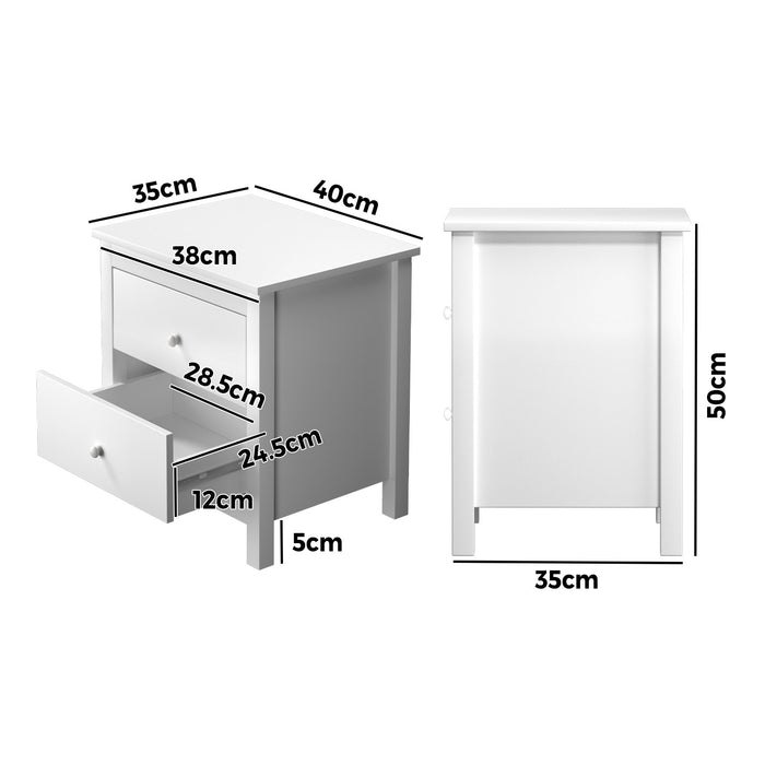 Bedside Tables Set Of 2 Nightstand Side Table Storage Cabinet 2 Drawers