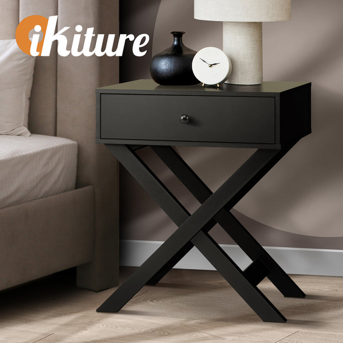 Bedside Table Drawer Side Table Black Bedroom Storage Cabinet Furniture