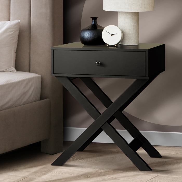 Bedside Table Drawer Side Table Black Bedroom Storage Cabinet Furniture