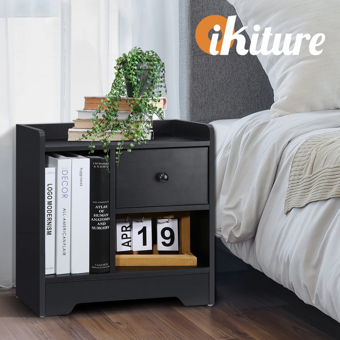 Bedside Tables Side Table Nightstand Storage Drawer Shelf Bedroom Black