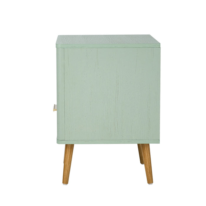 Bedside Table 1 Drawer Open Shelf Side End Tables Nightstand Green