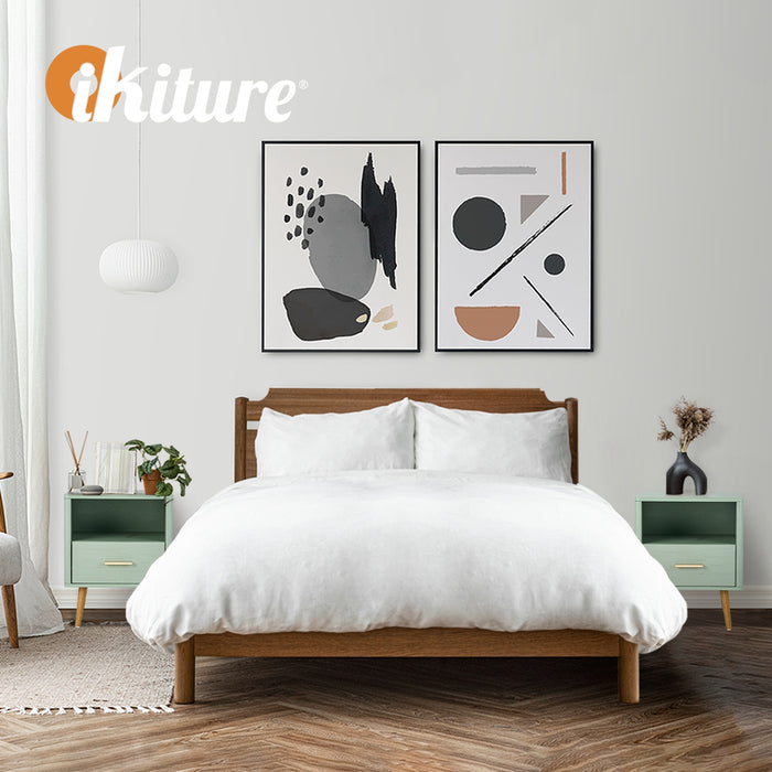 2X Bedside Table 1 Drawer Open Shelf Side End Tables Nightstand Green