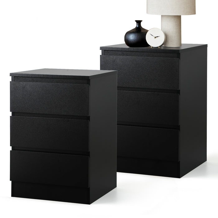 Bedside Tables Set Of 2 Side Table Storage Cabinet Nightstand Black