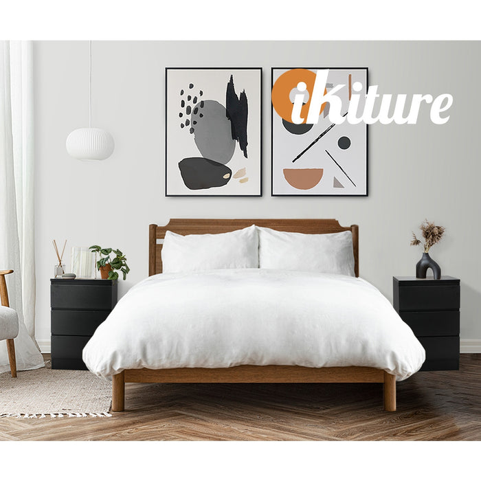 Bedside Tables Set Of 2 Side Table Storage Cabinet Nightstand Black