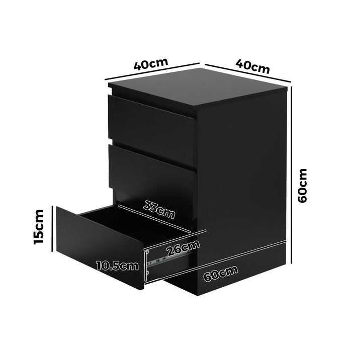Bedside Tables Set Of 2 Side Table Storage Cabinet Nightstand Black