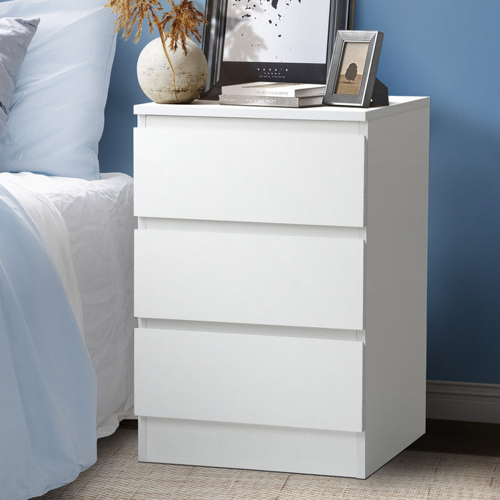 Bedside Table 3 Drawers Side Tables Storage Cabinet Nightstand White