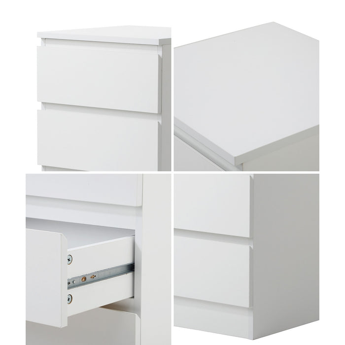 Bedside Table 3 Drawers Side Tables Storage Cabinet Nightstand White