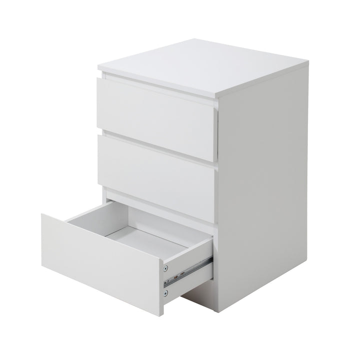 Bedside Table 3 Drawers Side Tables Storage Cabinet Nightstand White