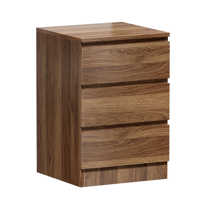 Bedside Table 3 Drawers Side Tables Storage Cabinet Nightstand Walnut