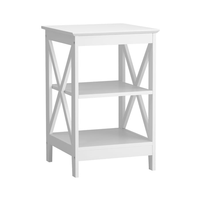 Side Table Coffee Bedside Sofa End Tables 3-Tier Shelf White