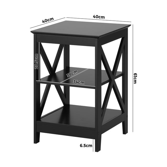 Side Table Coffee Bedside Sofa End Tables 3-Tier Shelf