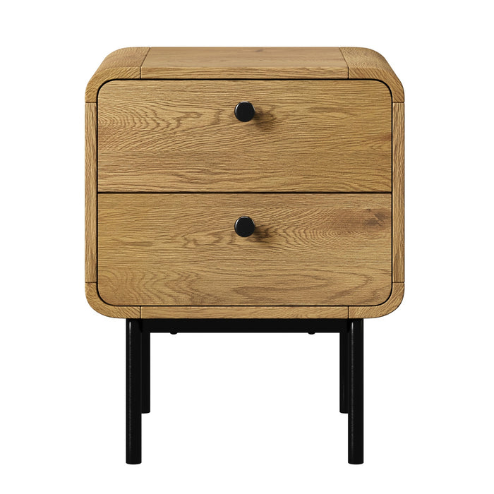 2X Bedside Table 2 Drawers Side Table Bedroom Nightstand Metal Natural