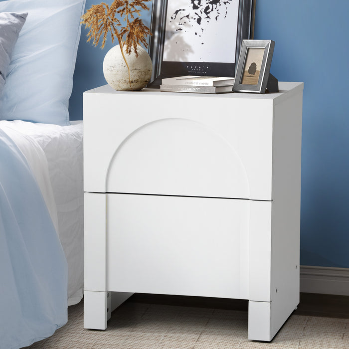Bedside Table 2 Drawers Side Table Storage Cabinet Nightstand White