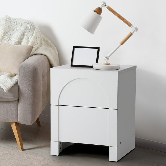 Bedside Table 2 Drawers Side Table Storage Cabinet Nightstand White