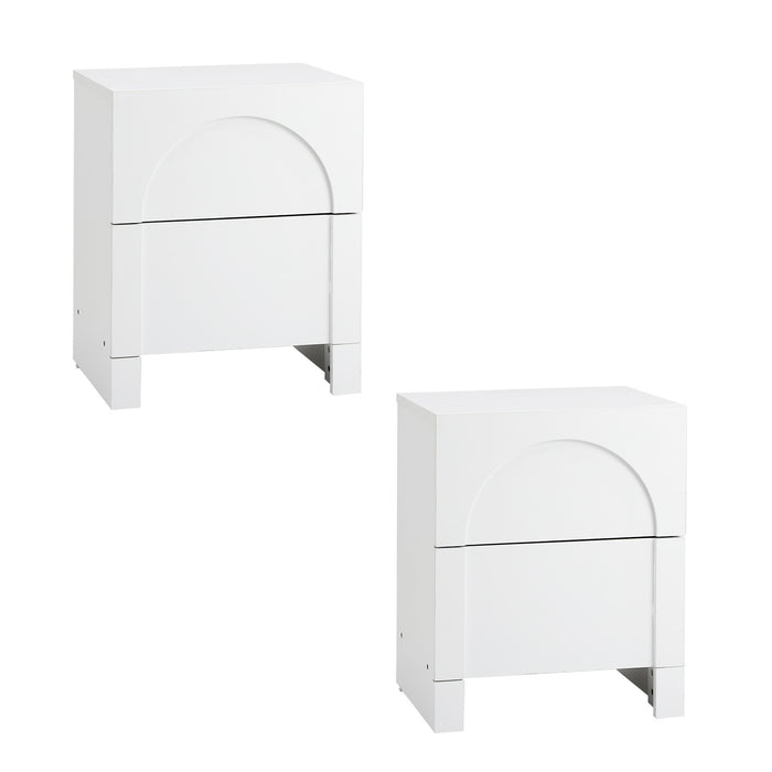 2X Bedside Table 2 Drawers Side Table Storage Cabinet Nightstand White