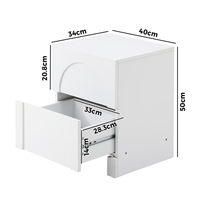 2X Bedside Table 2 Drawers Side Table Storage Cabinet Nightstand White