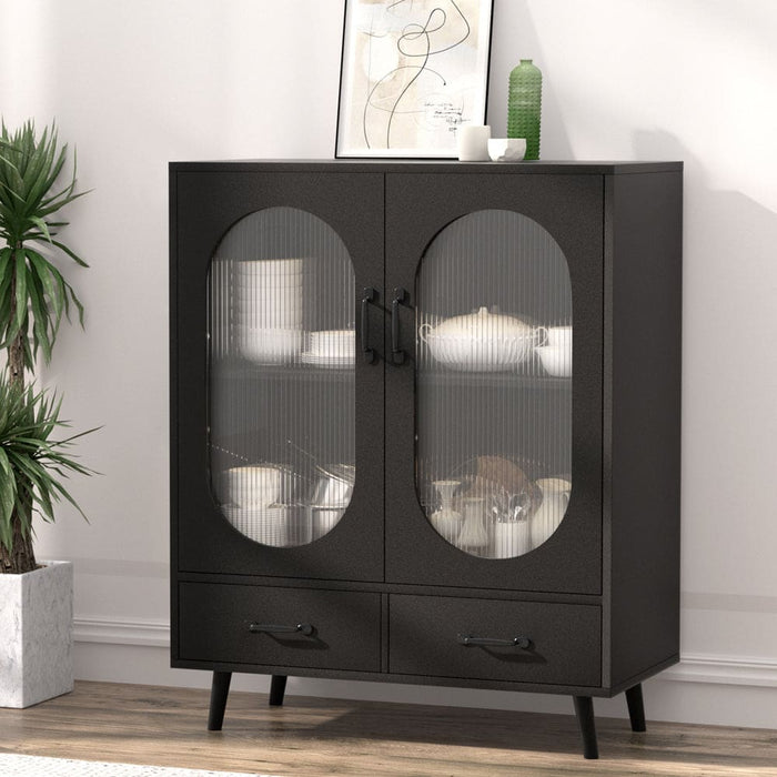 Buffet Sideboard Double Doors Black