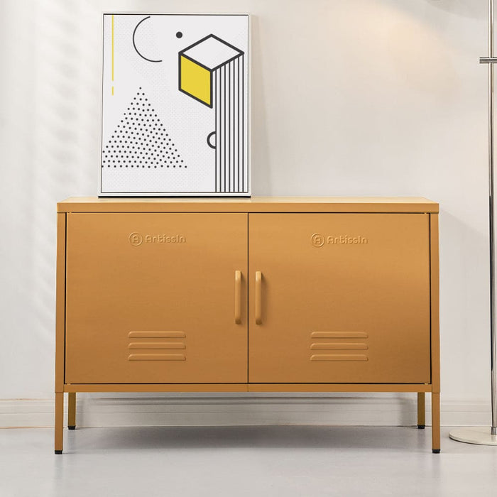 Buffet Sideboard Locker Metal Storage Cabinet - Base Yellow
