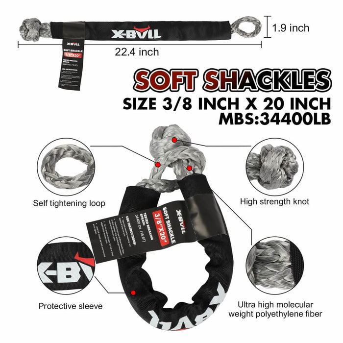 X-bull 4wd Recovery Kit Kinetic Rope With 14500lbs Electric