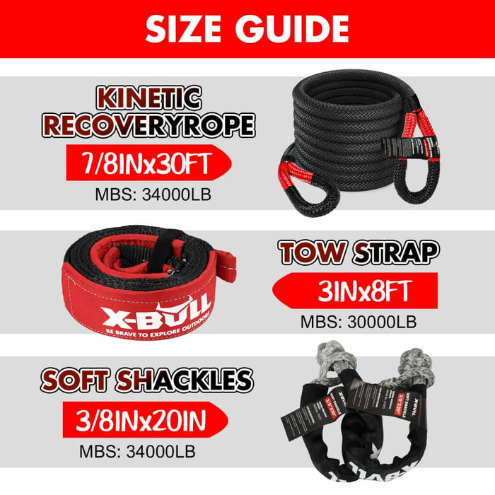 X - bull Recovery Kit Kinetic Rope With 2pcs Tracks Gen2.0