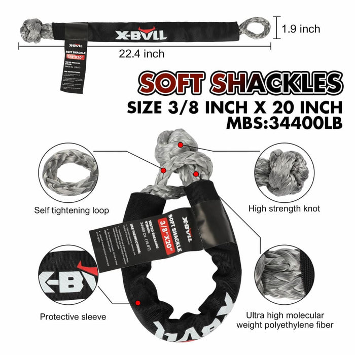 X - bull 4wd Recovery Kit Kinetic Rope With Winch 12000lbs