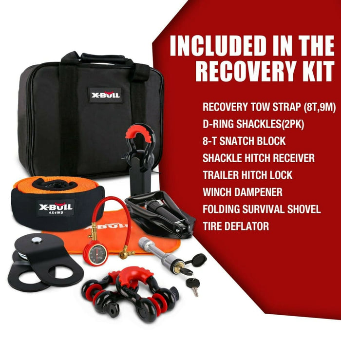 X-bull Winch Recovery Kit Tracks Snatch Strap off Road 4wd