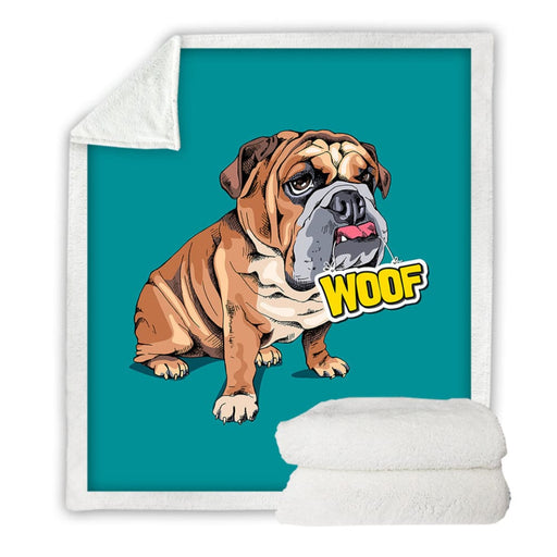 Bulldog Bed Blanket Dogs Throw Cartoon Kids Bedding Woof