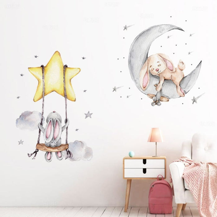 Bunny Baby Cartoon Wall Stickers for Kids Room